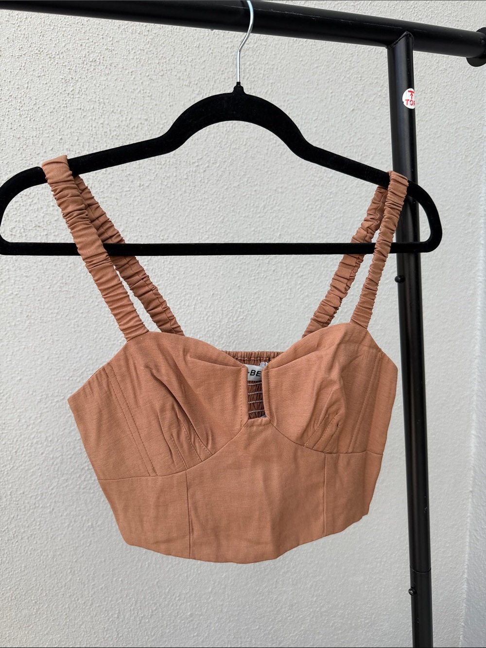 DO+BE Rust Ruched-Strap Cropped Bustier Top